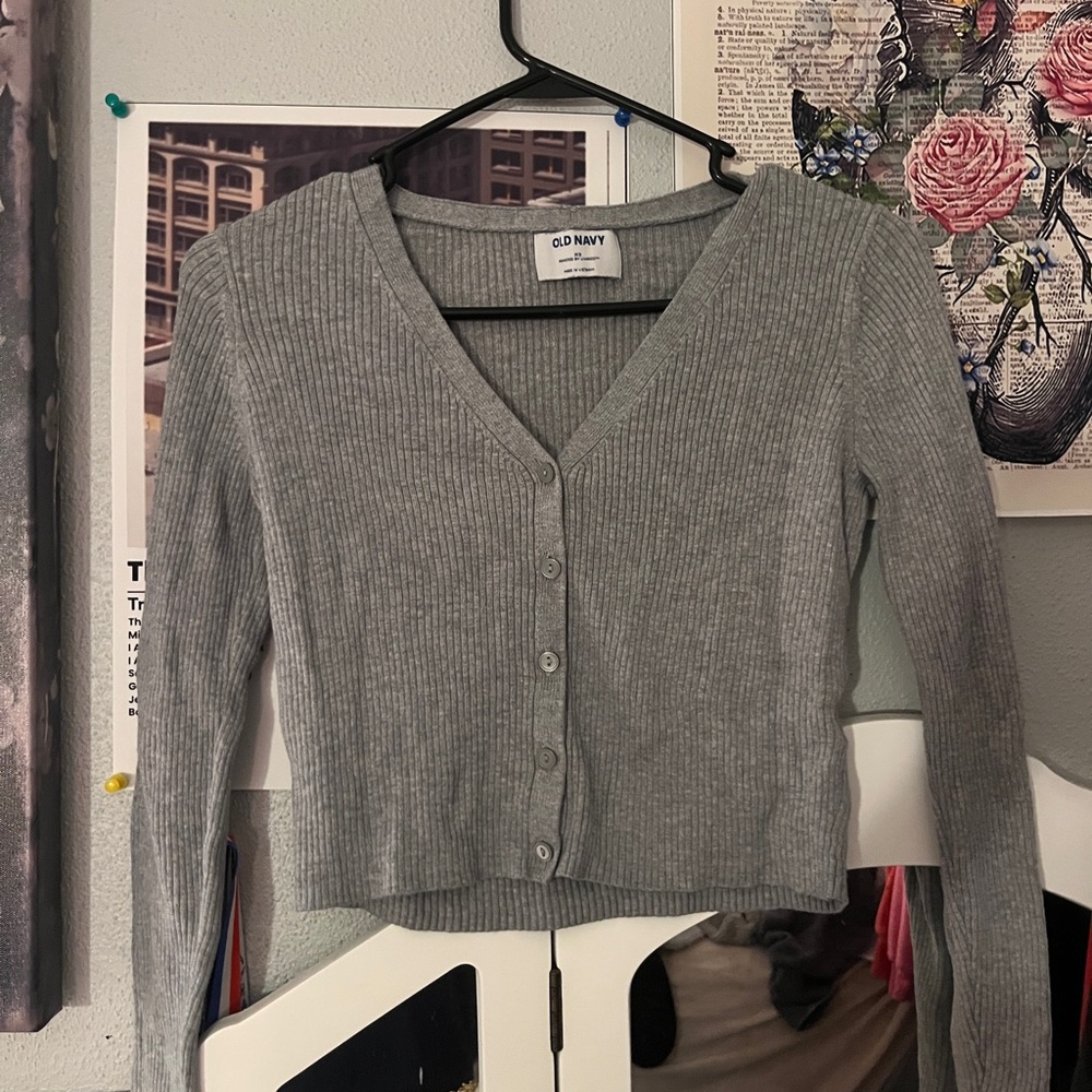 Old Navy Women's Ribbed Gray Cardigan